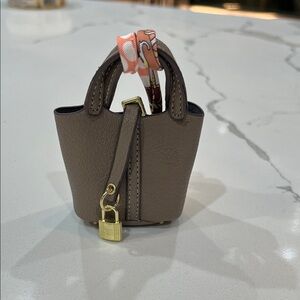 Elegant Brown Mini Tote Bag charm